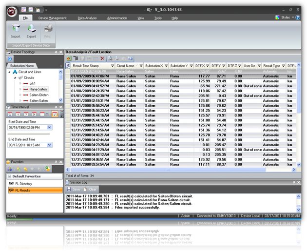 software de estação mestre iQ+, software de rede elétrica qualitrol